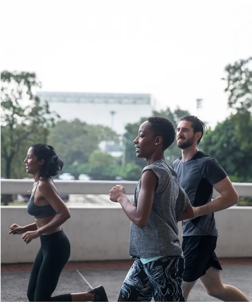 a group of people jogging