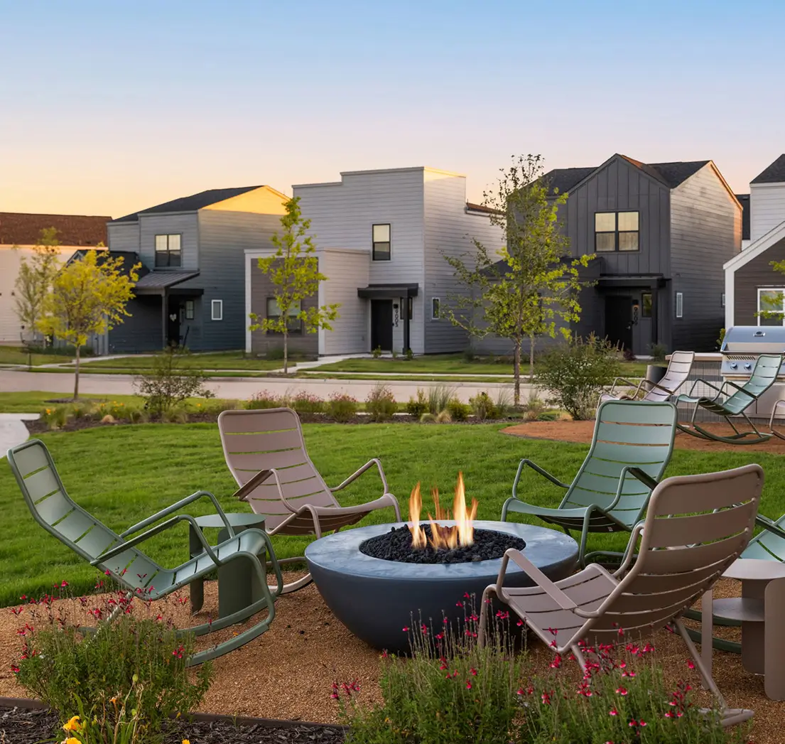 Chairs around a fire pit